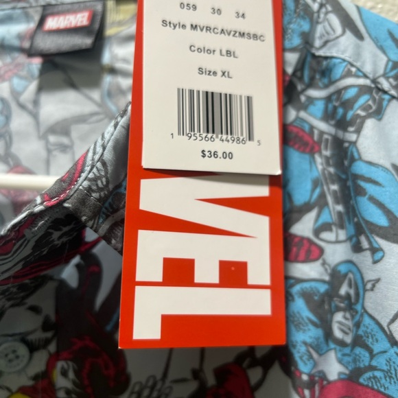 Marvel Button Up Down Shirt Reverse Print Hulk Spiderman Ironman Thor XLarge NWT - Picture 4 of 4
